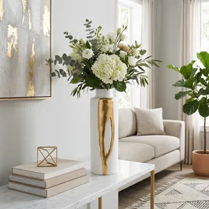 JUNEROSE WHITE VASE 20 (IN) 12