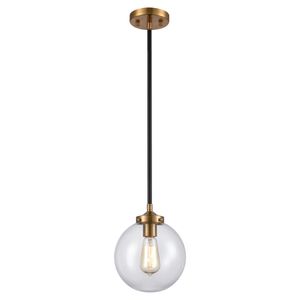 Boudreaux 8'' Wide 1-Light Mini Pendant - Matte Black with Antique Gold 1