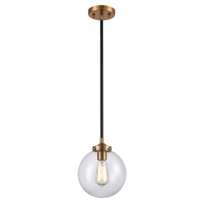 Boudreaux 8'' Wide 1-Light Mini Pendant - Matte Black with Antique Gold
