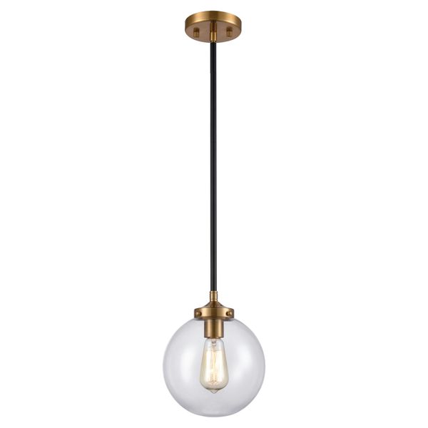 Boudreaux 8'' Wide 1-Light Mini Pendant - Matte Black with Antique Gold