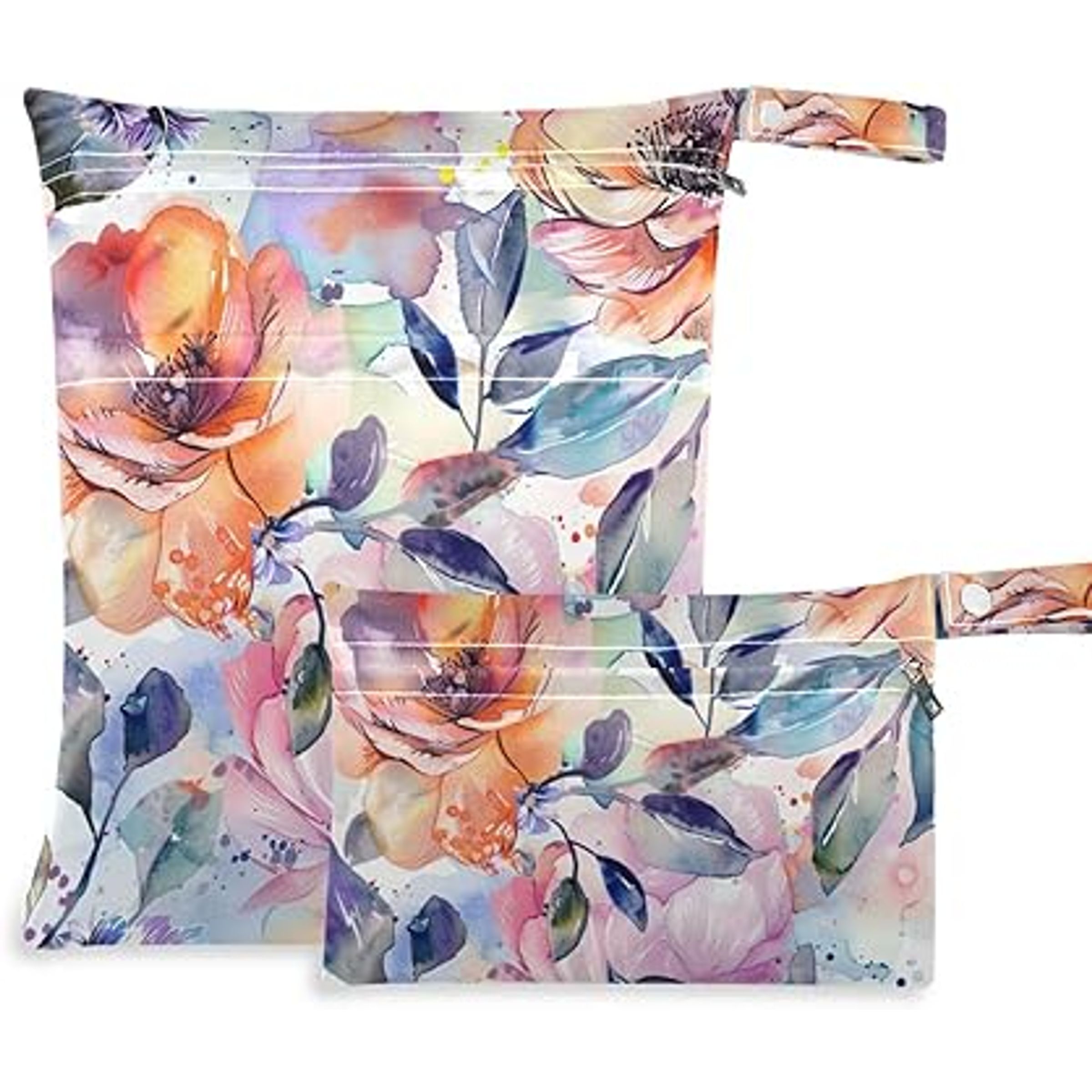 SWIMSUIT SACK WITH SEE-THRU POCKET - WATERCOLOR HIBISCUS