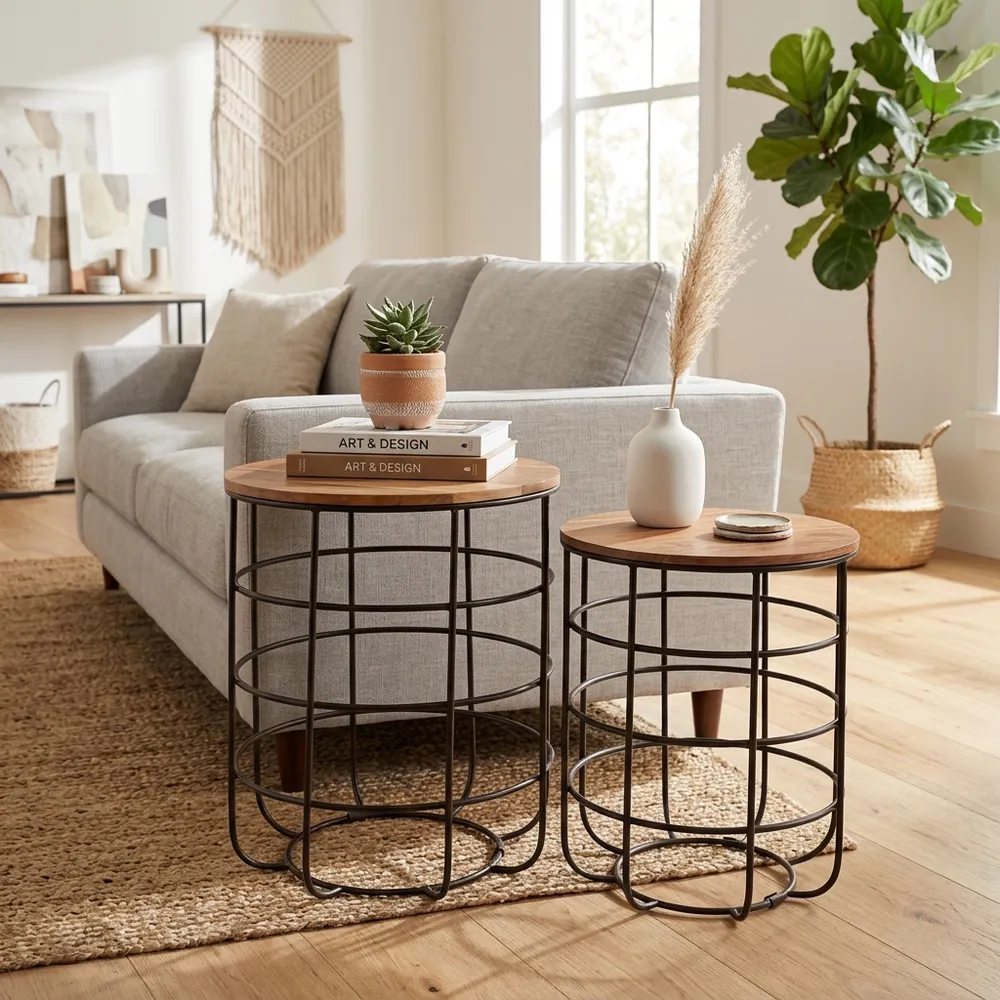 AVA SET OF 2 BLACK TABLE 23 (IN)