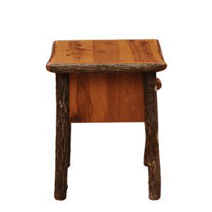 Hickory Log One Drawer End Table - Slate 5
