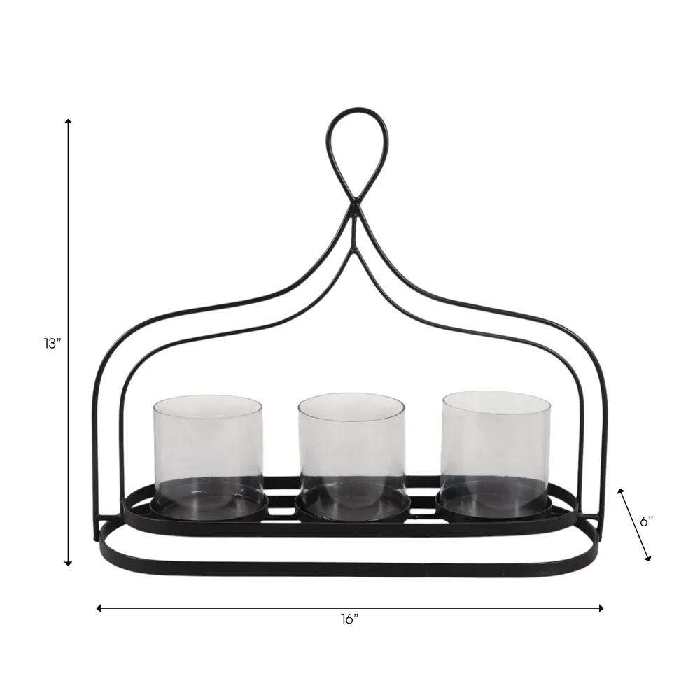 DUNELEY BLACK CANDLE HOLDER 14 (IN)