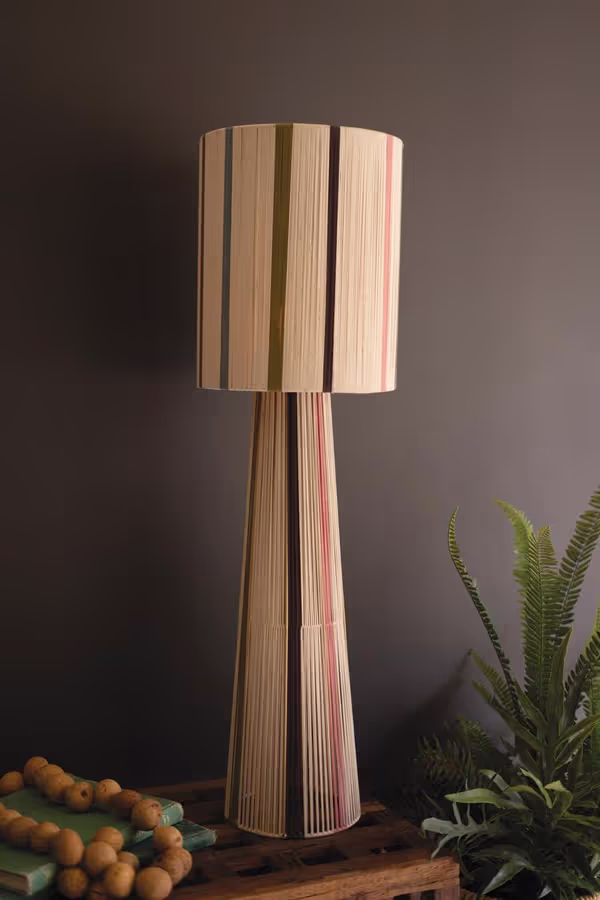 Multi-Striped String Table Lamp with Shade