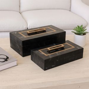 FARGOHAM SET OF 2 BLACK BOXES 5 (IN) 2