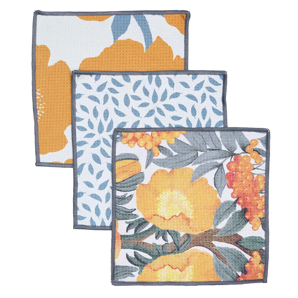 Icelandic Poppies Gold Eco Dish Cloth (Set of 3)