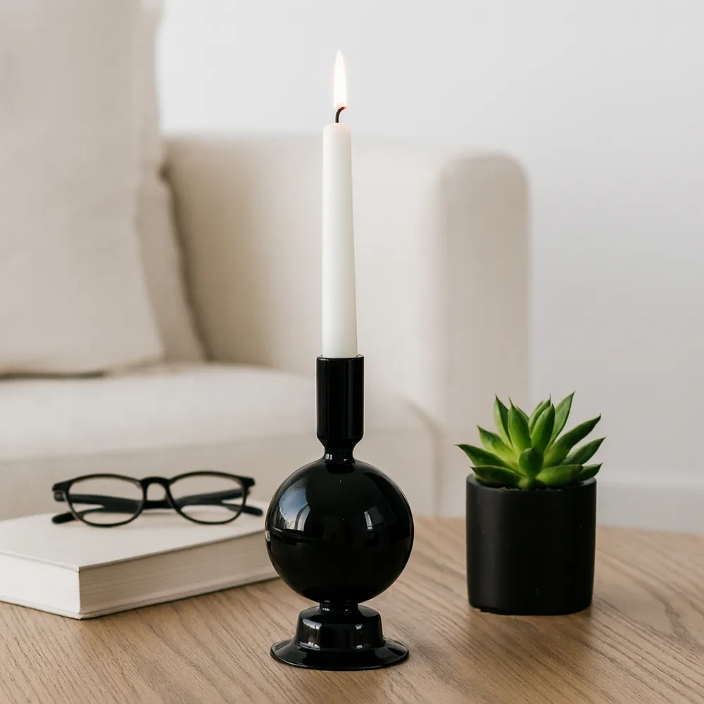 SKYLERCLIFF BLACK CANDLE HOLDER 7 (IN)