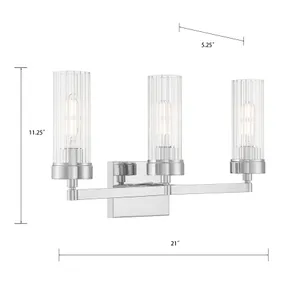 Lida 21'' Wide 3-Light Vanity Light - Chrome 2