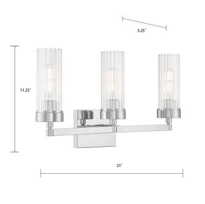 Lida 21″ Wide 3-Light Vanity Light - Chrome
