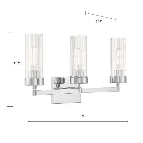 Lida 21'' Wide 3-Light Vanity Light - Chrome