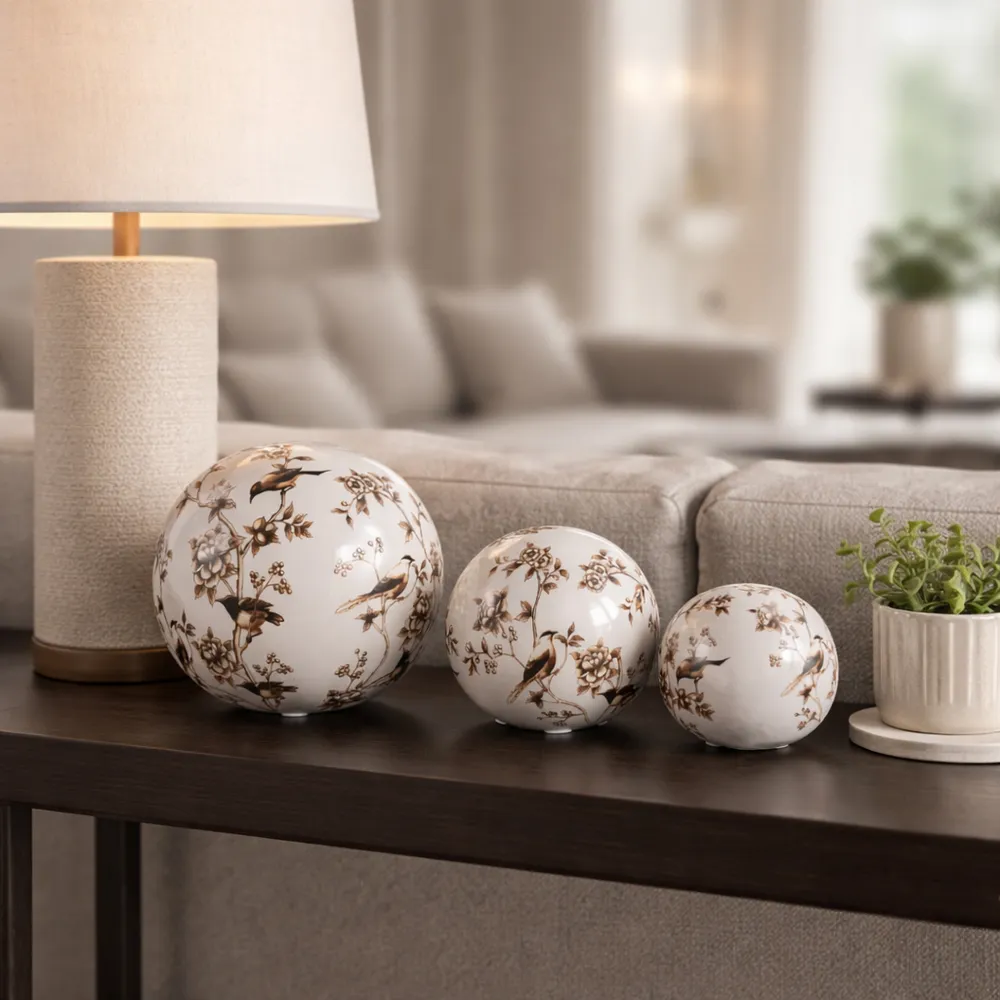 MAXBROOK SET OF 3 BROWN ORBS 6 (IN)