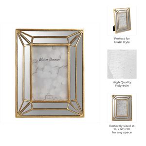 4X6 RESIN DECO MIRRORED BORDER PHOTO FRAME, GOLD 9