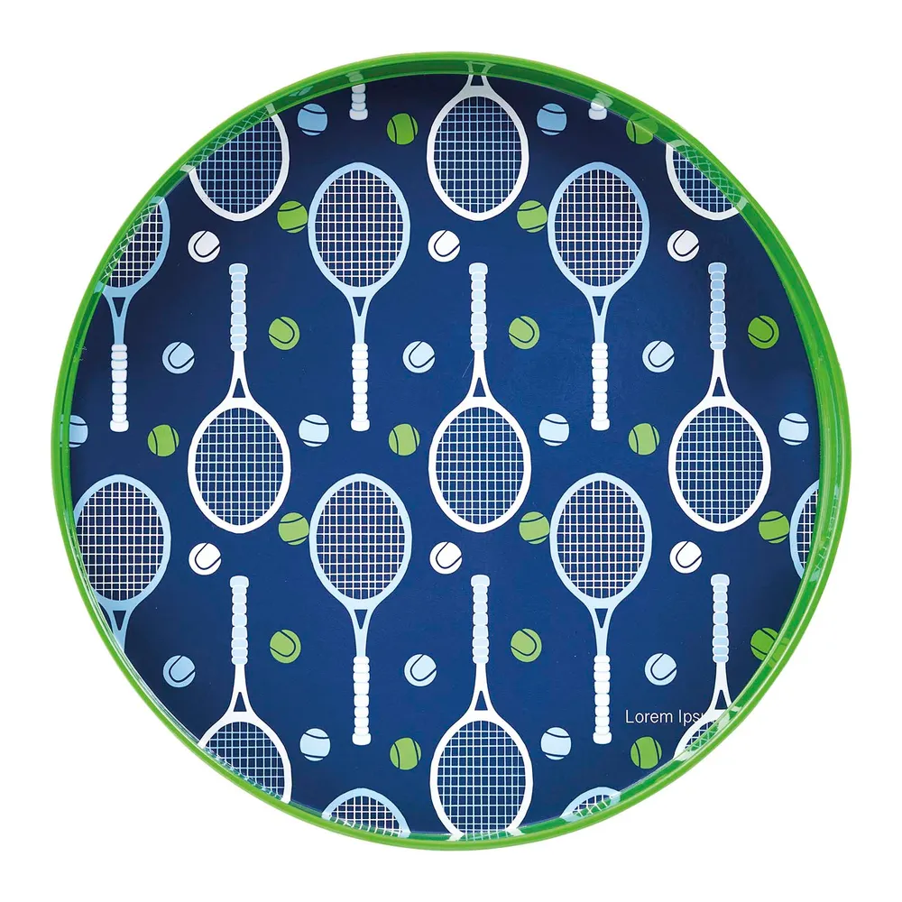 Tennis Navy  Round Lacquer Serving Tray
