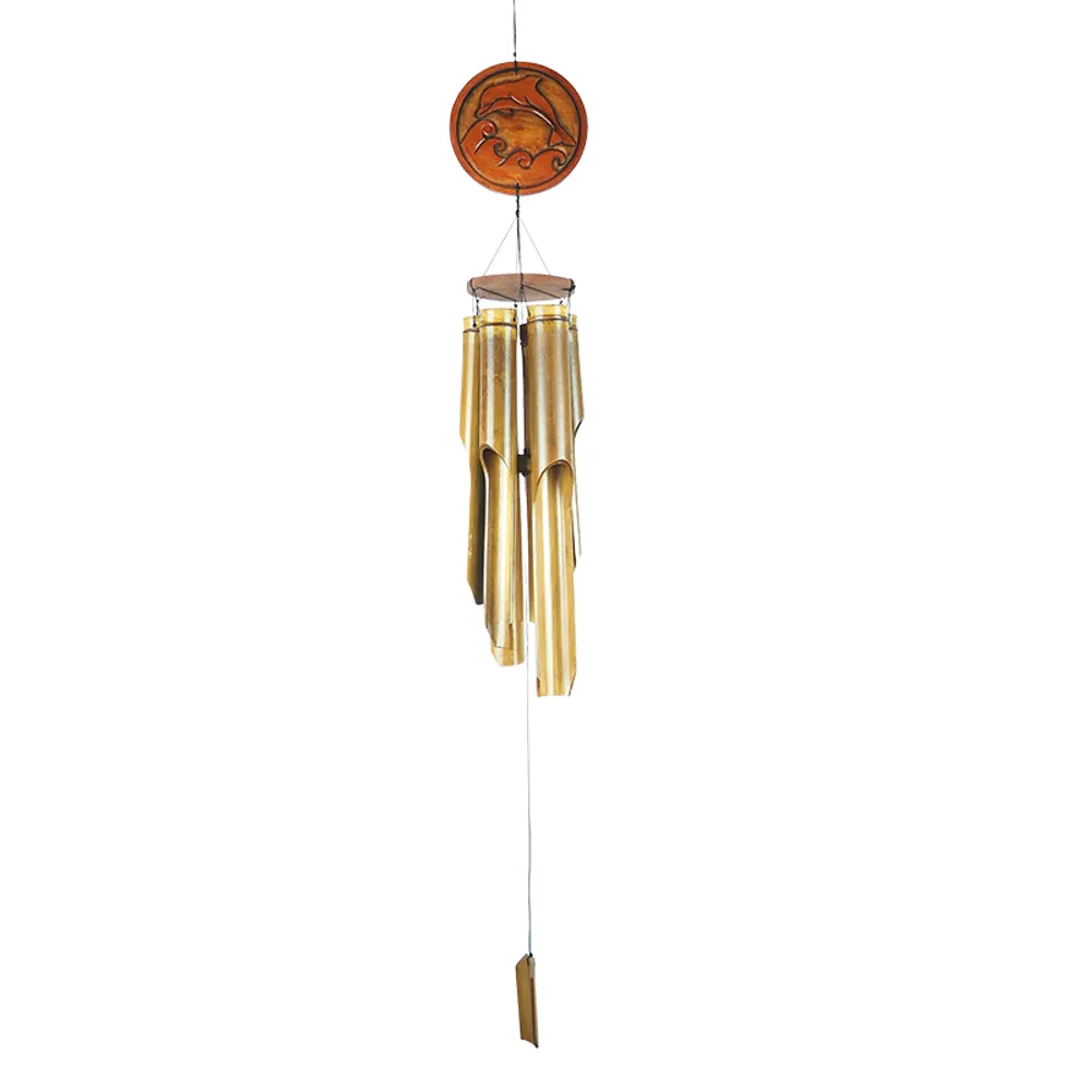 47" ROUND WOOD TURTLE BAMBOO WINDCHIME