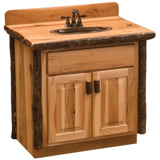Hickory Log Vanity - 36-inch - Slab Style Top - Slate - Liquid Glass - Sink Right