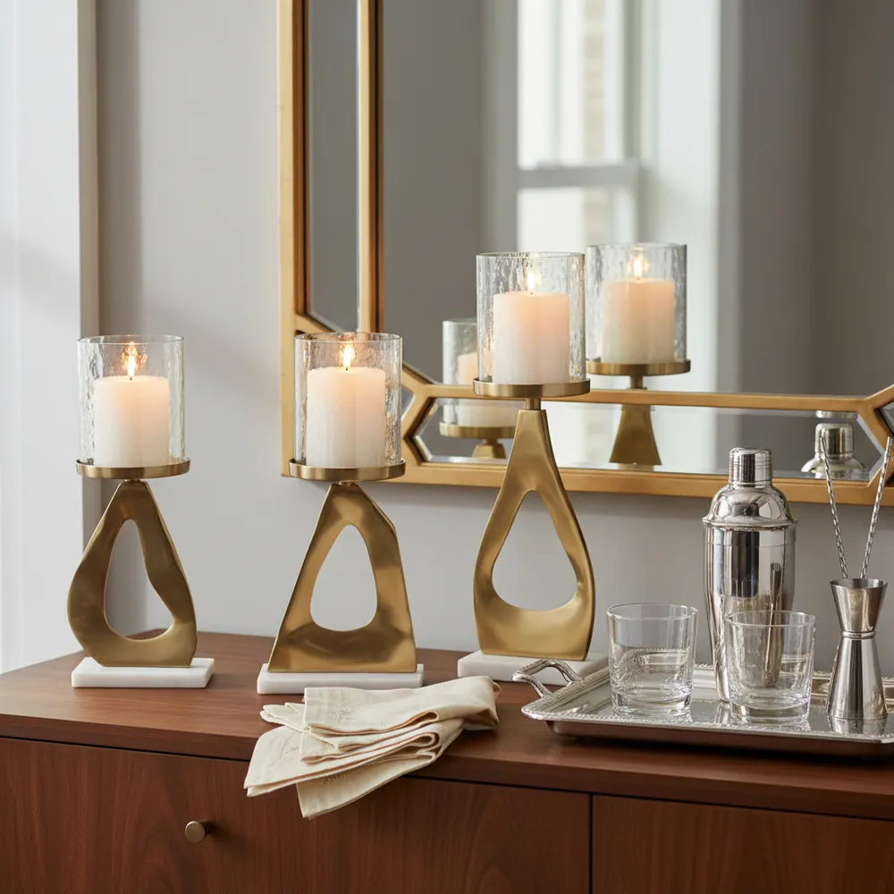 PALMERLAKE SET OF 3 GOLD CANDLE HOLDER 16 (IN)