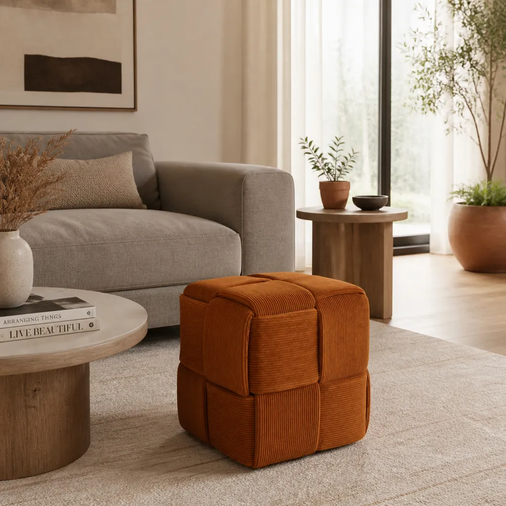 COREYBEACH BROWN OTTOMAN 15 (IN)