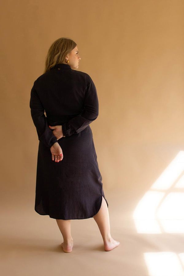 Long-Sleeve Dress with Front-Tie Detail