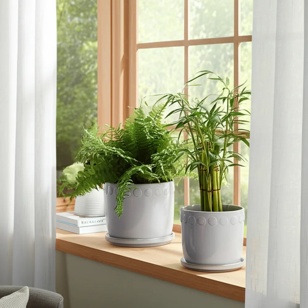 LINTONMORE SET OF 2 WHITE PLANTER 8 (IN)