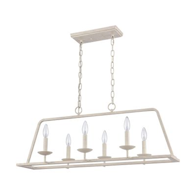 Joanie 34″ Wide 6-Light Linear Chandelier - Antique White