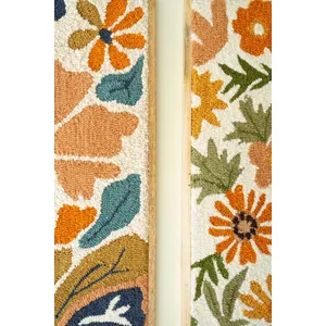 Set of 2 Framed Hand-Hooked Florals 2