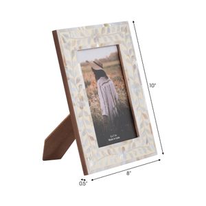5X7 MOTHER OF PEARL INLAY VINE PHOTO FRAME, IVORY 7