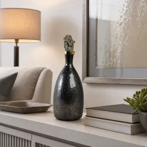 FARLEYDALE BLACK GLASS VASE 15 (IN) 10