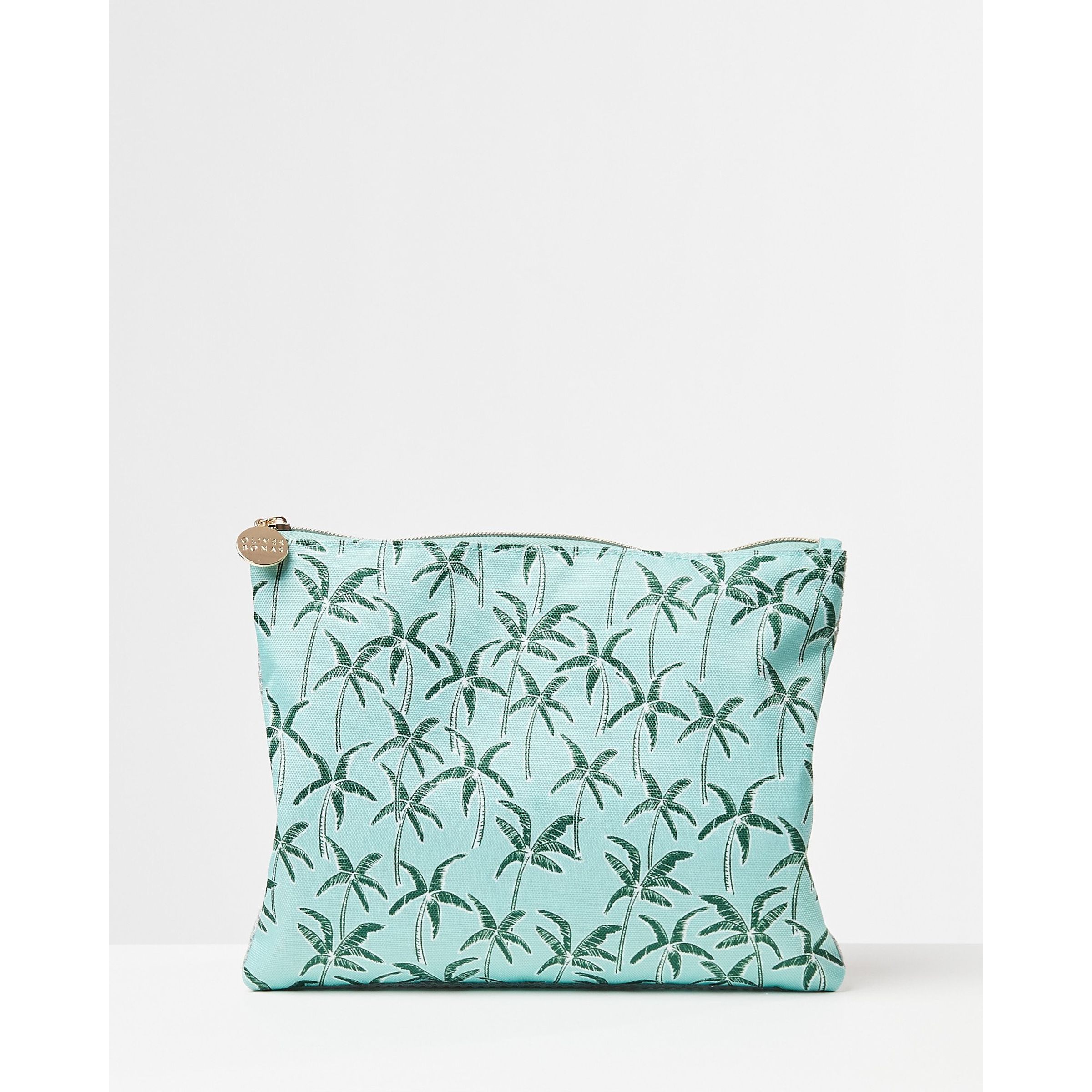 REPEAT PALM TREE CANVAS WRISTLET - SEAFOAM