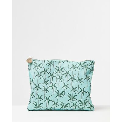 REPEAT PALM TREE CANVAS WRISTLET - SEAFOAM