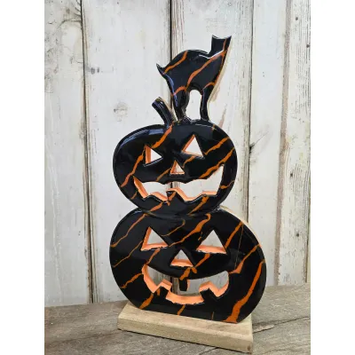 Marbled Pumpkin With Cat 17x10in