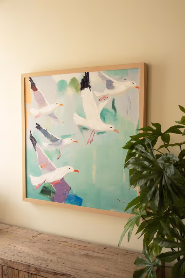 Framed Seagulls Painting