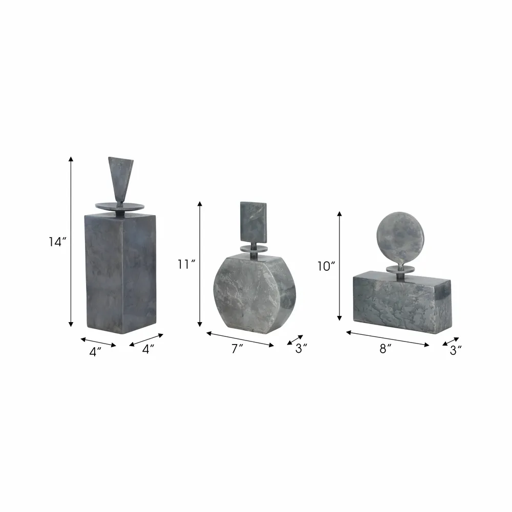 BECKMOOR SET OF 3 SILVER VASES 14 (IN)