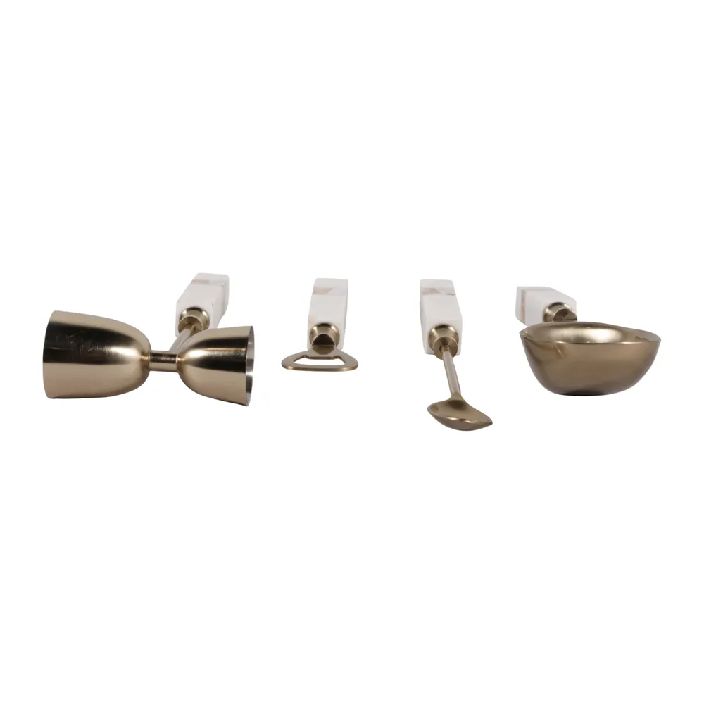 RYECROSS SET OF 4 WHITE BAR ACCESSORIES 2 (IN)