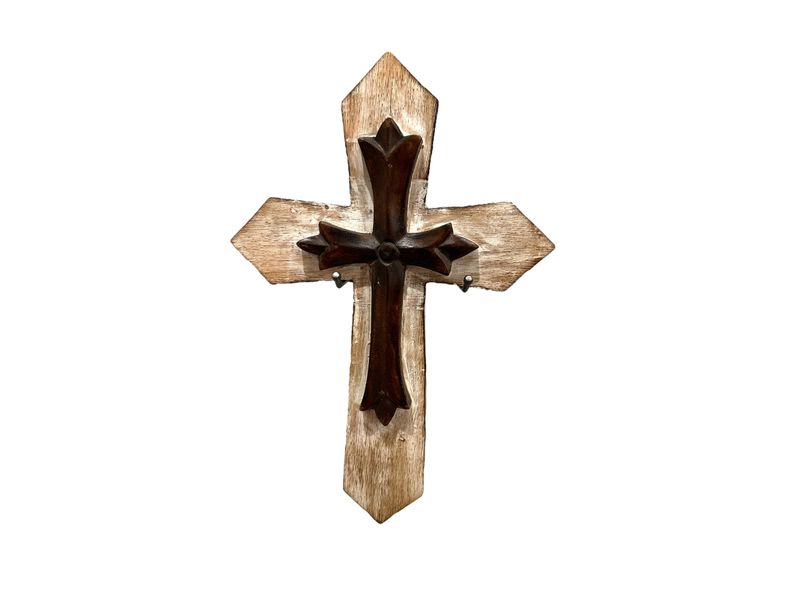 12" x 8" Wood & Metal Cross 1