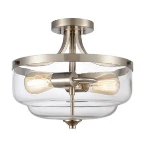 Calistoga 13'' Wide 2-Light Semi Flush Mount - Brushed Nickel 1
