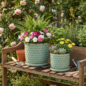 WINTONLAND SET OF 2 GREEN PLANTER 9 (IN) 12
