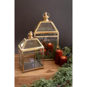 Set of 2 Antique Gold Christmas Lanterns 5