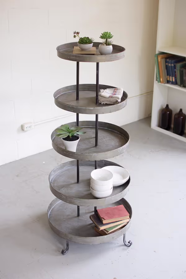 Five-Tiered Round Metal Display Tower