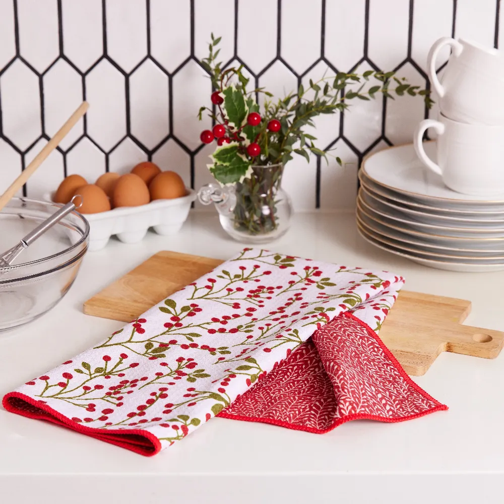Red Berries Eco Kitchen Tea Towel