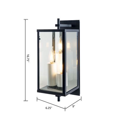 Back Bay 16.75″ High 3-Light Outdoor Sconce - Matte Black