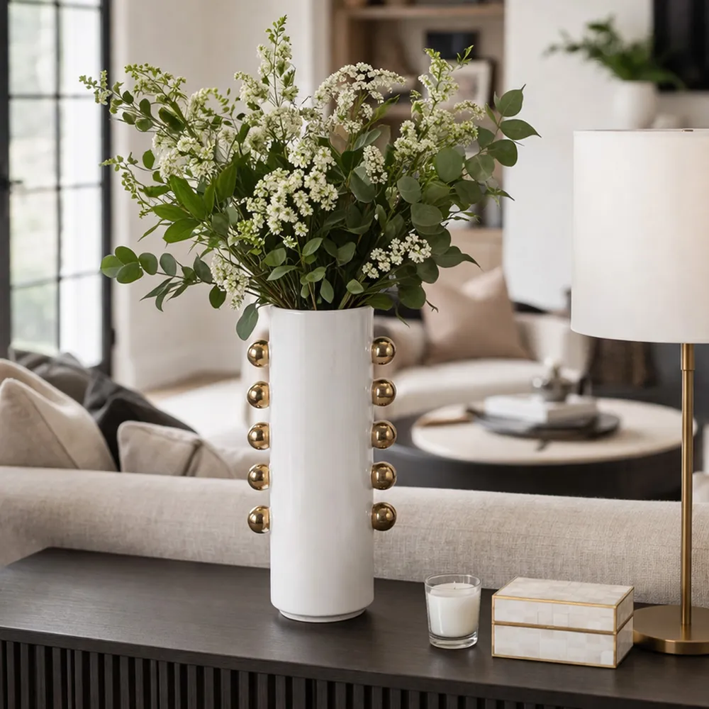 GARSONHAM WHITE VASE 16 (IN)