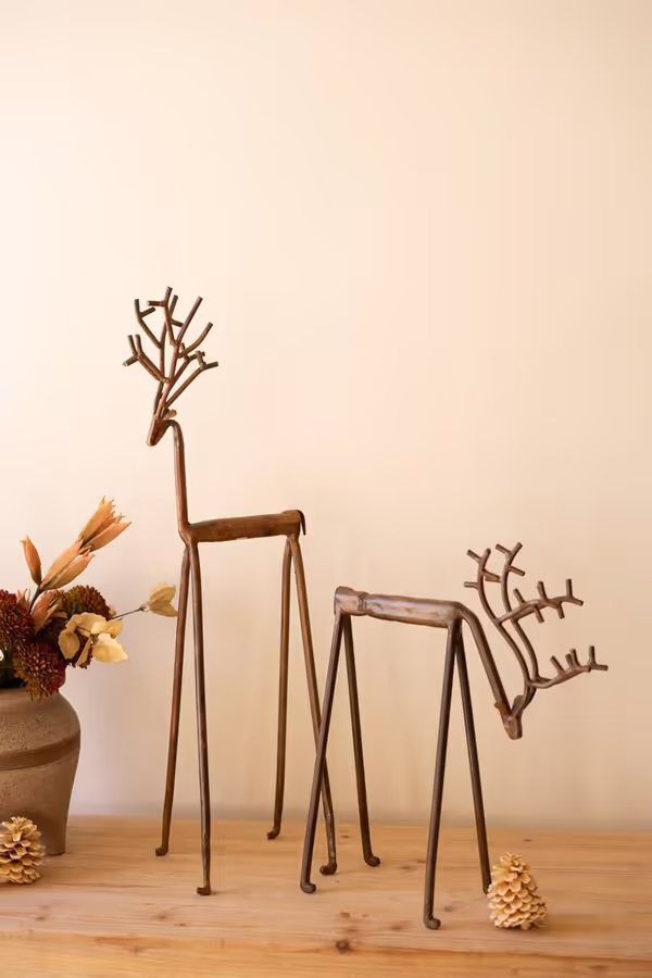 Set of 2 Forged-Iron Deer