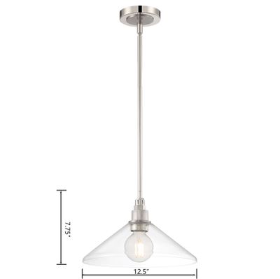 Charis 12.5″ Wide 1-Light Mini Pendant - Polished Nickel with Brushed Nickel