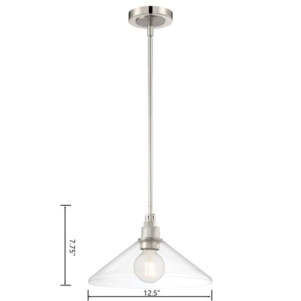 Charis 12.5'' Wide 1-Light Mini Pendant - Polished Nickel with Brushed Nickel