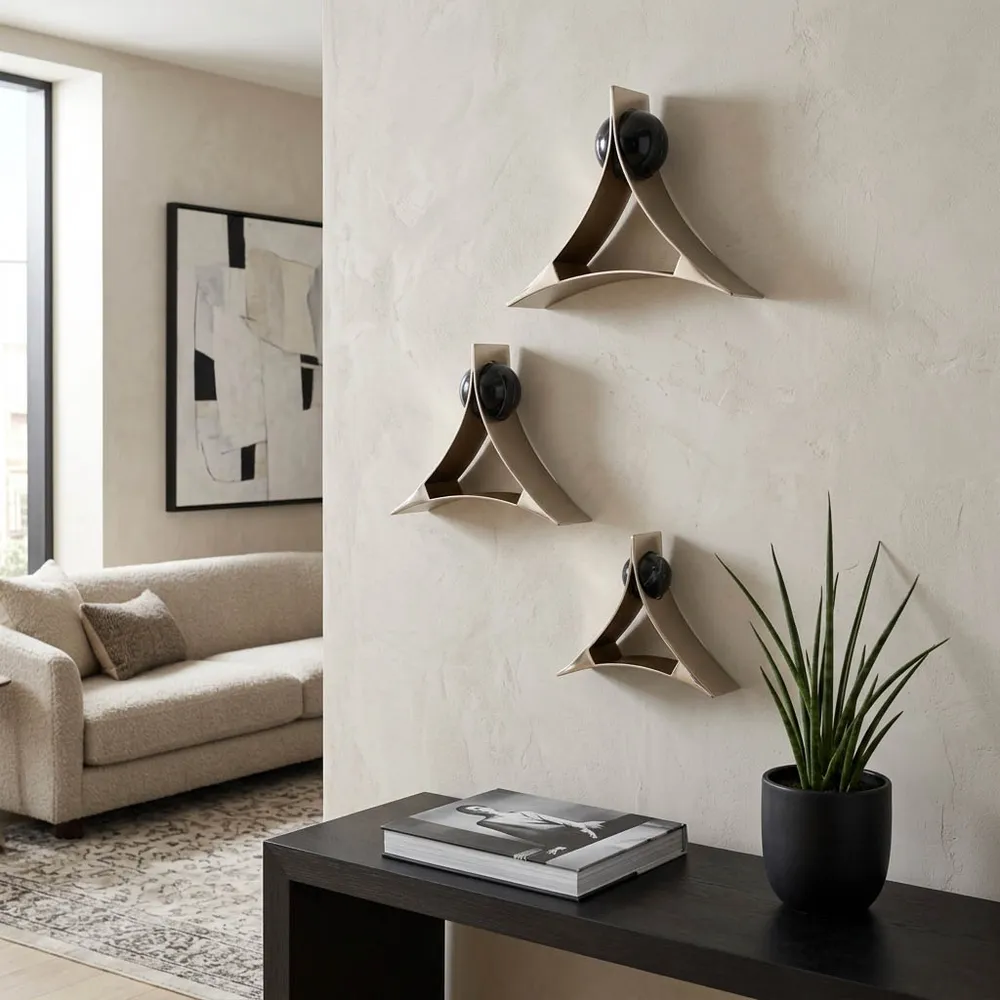 LANDONBROOK SET OF 3 SILVER WALL SCULPTURES 10 (IN)