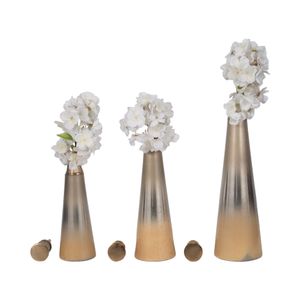 BONDMILL SET OF 3 GOLD GLASS VASES 20 (IN) 3