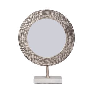 METAL 21" HAMMERED MIRROR ON STAND, SILVER 1