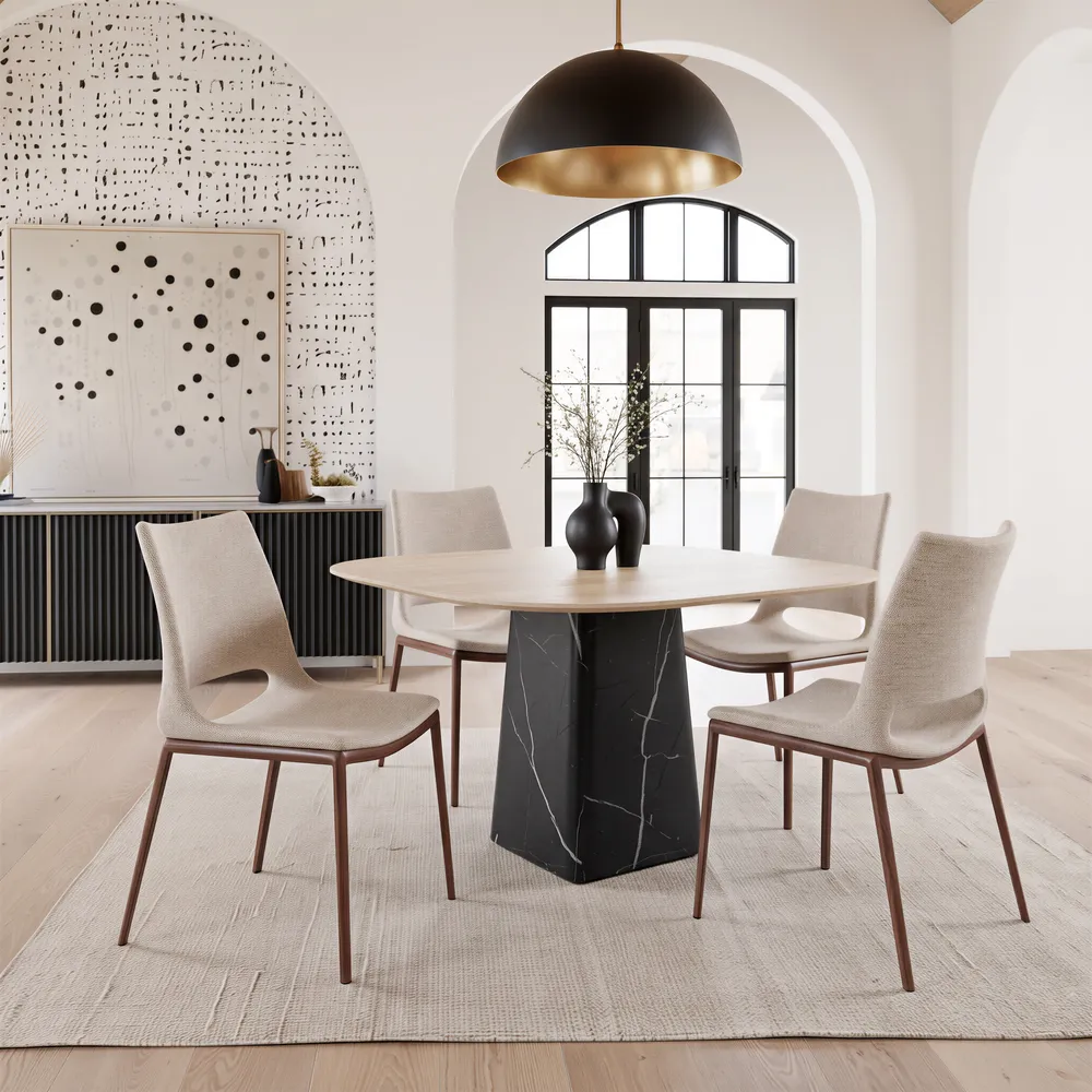 Ace Dining Chair Beige & Walnut
