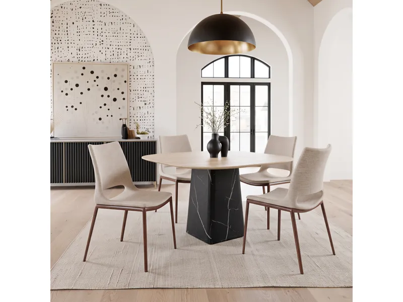 Ace Dining Chair Beige & Walnut 2